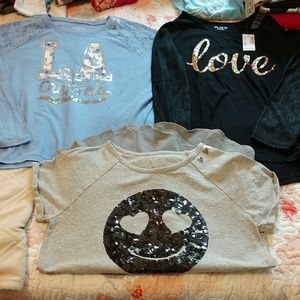 Nwt 2 long sleeve and 1 short sleeve girls shirt